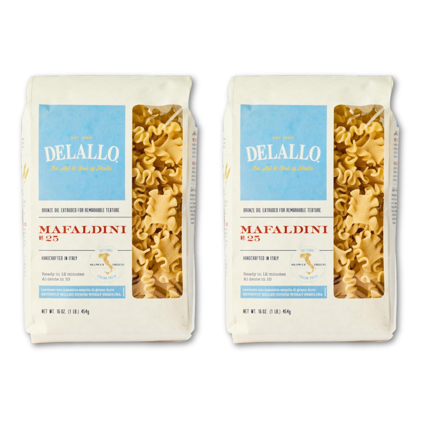DeLallo Mafaldini Pasta, Mini Lasagna Noodles, Short Ruffle Shape, Vegan, Kosher, Non-GMO, Made in Italy with 100% Durum Wheat Semolina, Bronze Cut