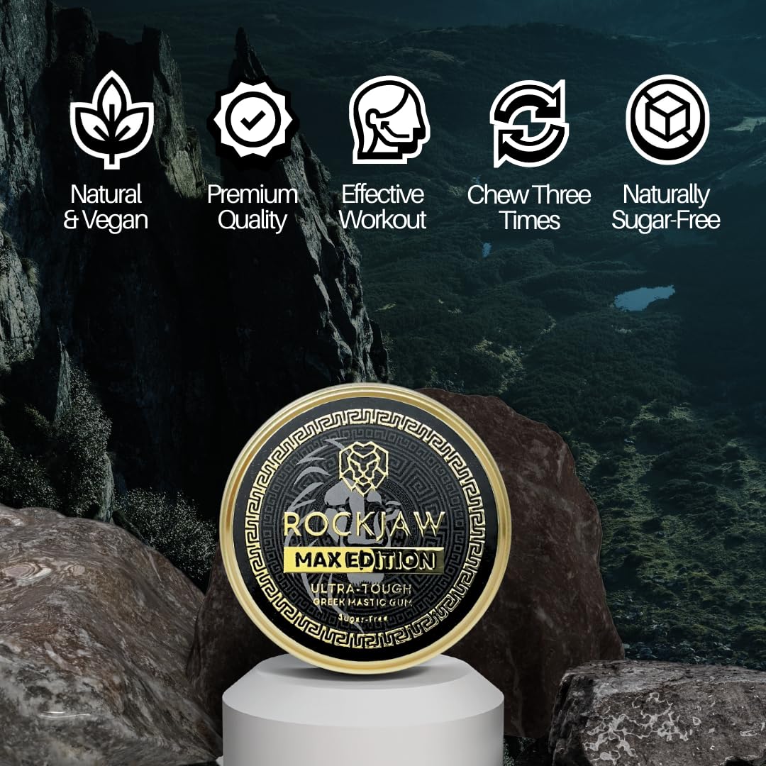 ROCKJAW® MAX Edition | Premium Ultra-Tough Mastic Gum | Hand-Picked Crystals | Rechewable | 100% Natural | Sweetener-Free | Sugar-Free