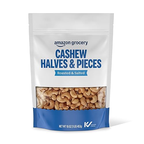 Amazon Grocery, Cashew Halves & Pieces, Roasted & Salted, 16 Oz (Previously Happy Belly, Packaging May Vary)