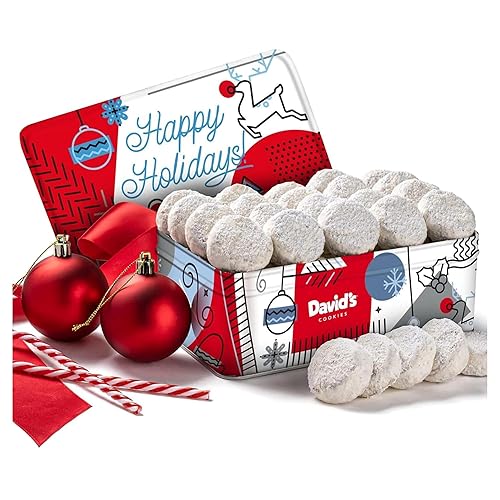 David’s Cookies Winter Wonderland Butter Pecan Meltaway Tin - Delicious with Crunchy Pecans - Soft & Melt In Your Mouth Flavorful Snack, Gourmet