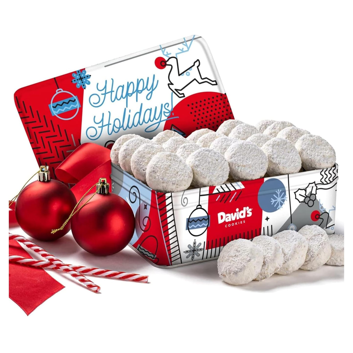 David’s Cookies Winter Wonderland Butter Pecan Meltaway Tin - Delicious with Crunchy Pecans - Soft & Melt In Your Mouth Flavorful Snack, Gourmet