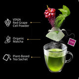 VINIA Premium Matcha + Green Tea Bags, Made with Organic Tea, Infused with Piceid Resveratrol for Heart Health, Nitric Oxide, Physical Energy