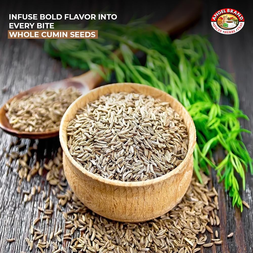 Angel Brand Cumin Seeds Whole 13oz Bottle - Premium Whole Cumin Seeds for Cooking, Spices, and Seasoning - Ideal for Indian, Middle Eastern & Mexican