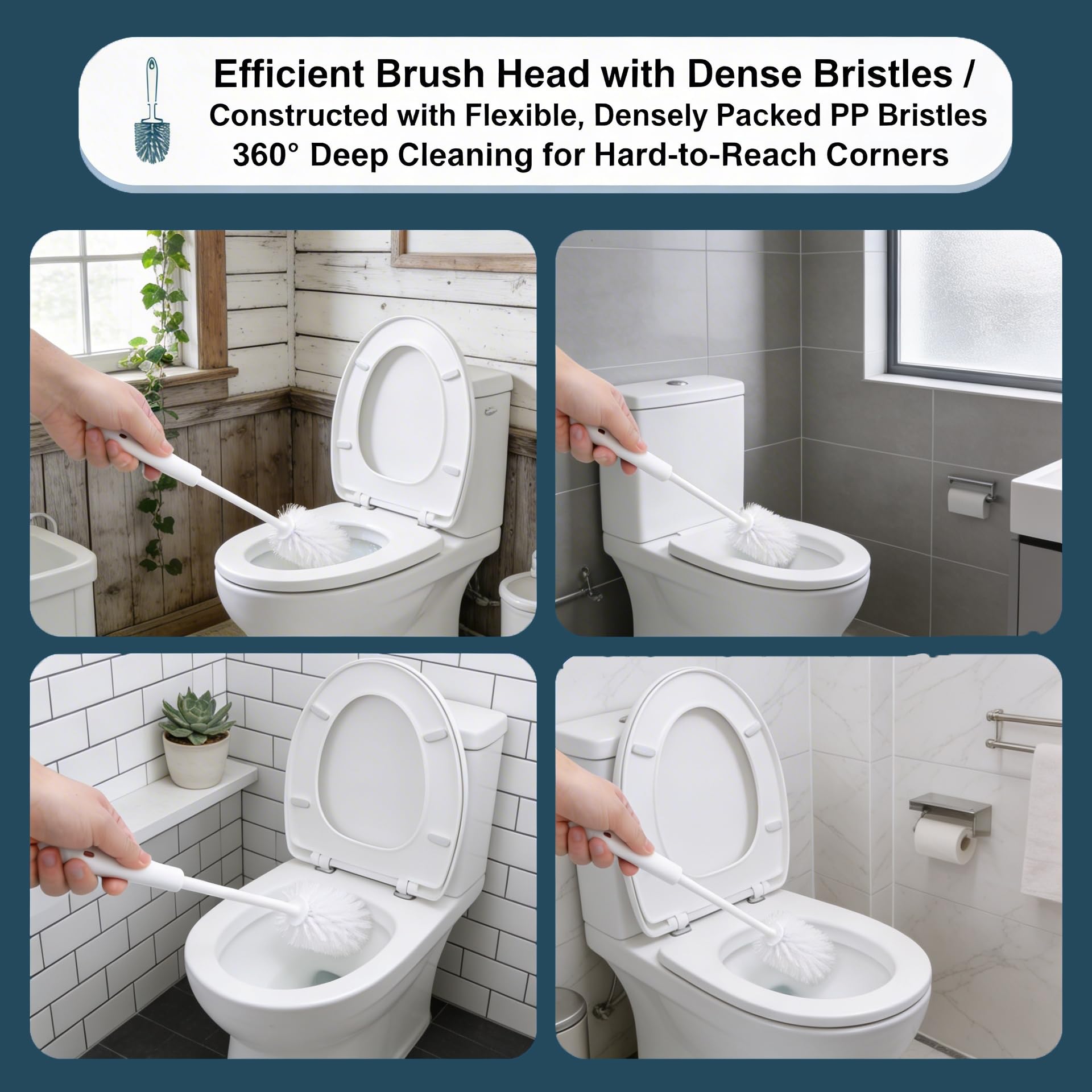 Enjamyo 25 Pcs Toilet Brushes, 14.2 Inch Heavy Duty Toilets Scrubber Brush, Long Plastic Handled Cleaning Scrubber, Toilet Bowl Brush for Home