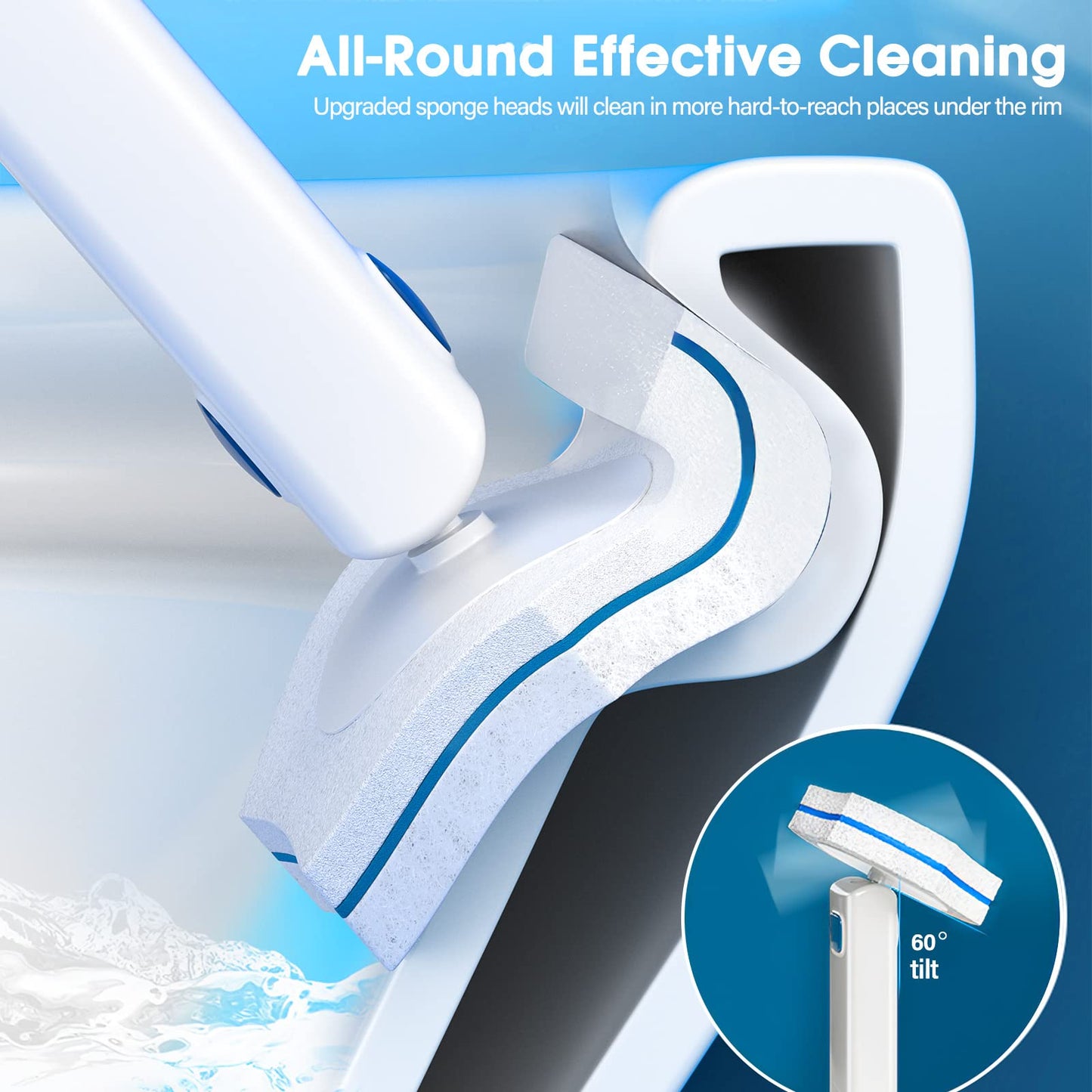 Disposable Toilet Brush with 48 PCS Refills, Disposables Toilets Cleaning System with Handle, Storage Caddy and 48Toilet Bowl Refill Heads