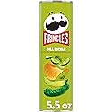 Pringles Potato Crisps Chips, Lunch Snacks, On-the-Go Snacks, Dill Pickle, 5.5oz Can (1 Can)