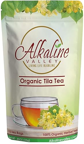 Linden Flower Tea, Tila Tea or Te De Tila - 100% Organic and Alkaline - 15 Unbleached/Chemical-Free Linden Tea Bags - Caffeine-Free, No GMO