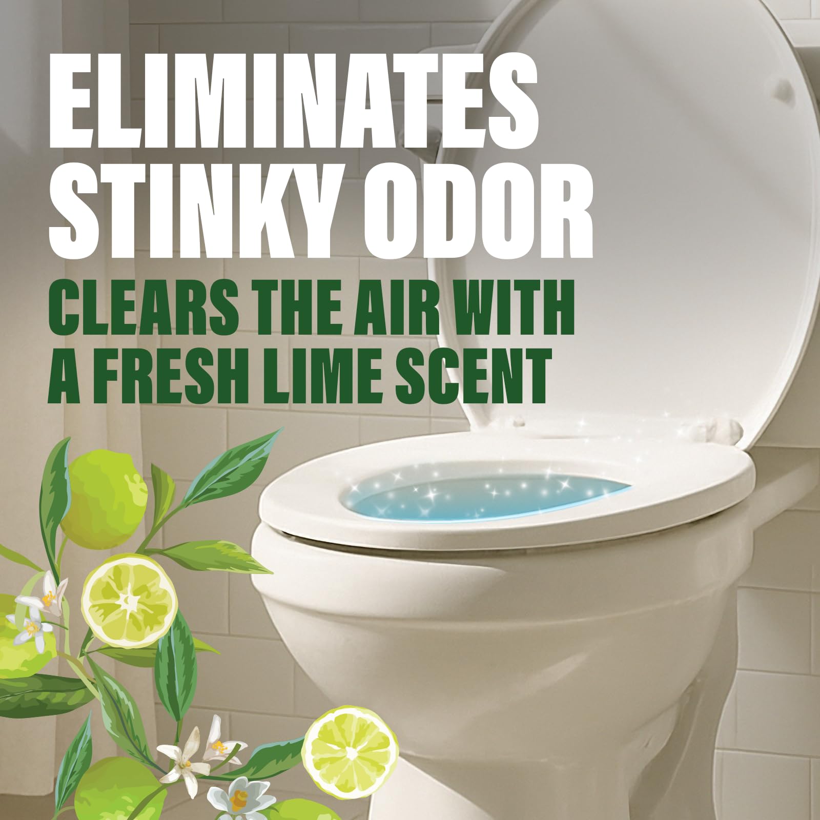Green Gobbler Stink Buster Toilet Deodorizer & Cleaner For After You Go - Fresh Lime Scent, Bleach-Free, Enzyme Enhanced, Safe for Toilet, Pipes