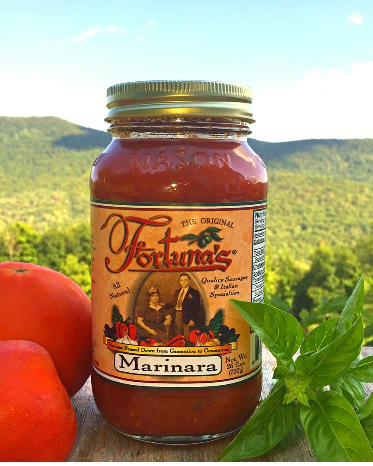 Fortuna's All-Natural Marinara Sauce - 26 fl oz Jar | Nitrate-Free, Gluten-Free, Chunky Italian Sauce with Fresh Garlic, Basil & Tomatoes | Homemade