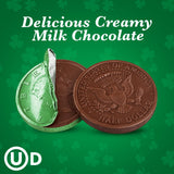 Belgian Chocolate Coins Candy Bulk 100 Pack - St Patrick's Day Green Foil Wrapped Milk Chocolate Coins Candy For Party Favors, Gift Bags & Treats
