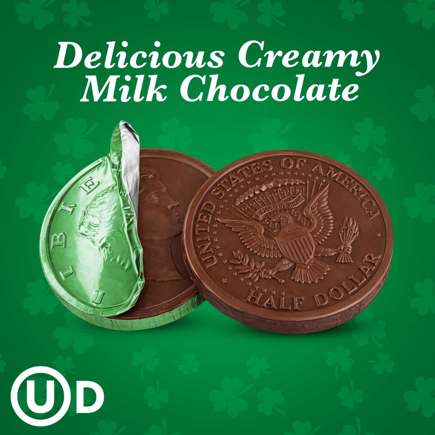 Belgian Chocolate Coins Candy Bulk 100 Pack - St Patrick's Day Green Foil Wrapped Milk Chocolate Coins Candy For Party Favors, Gift Bags & Treats