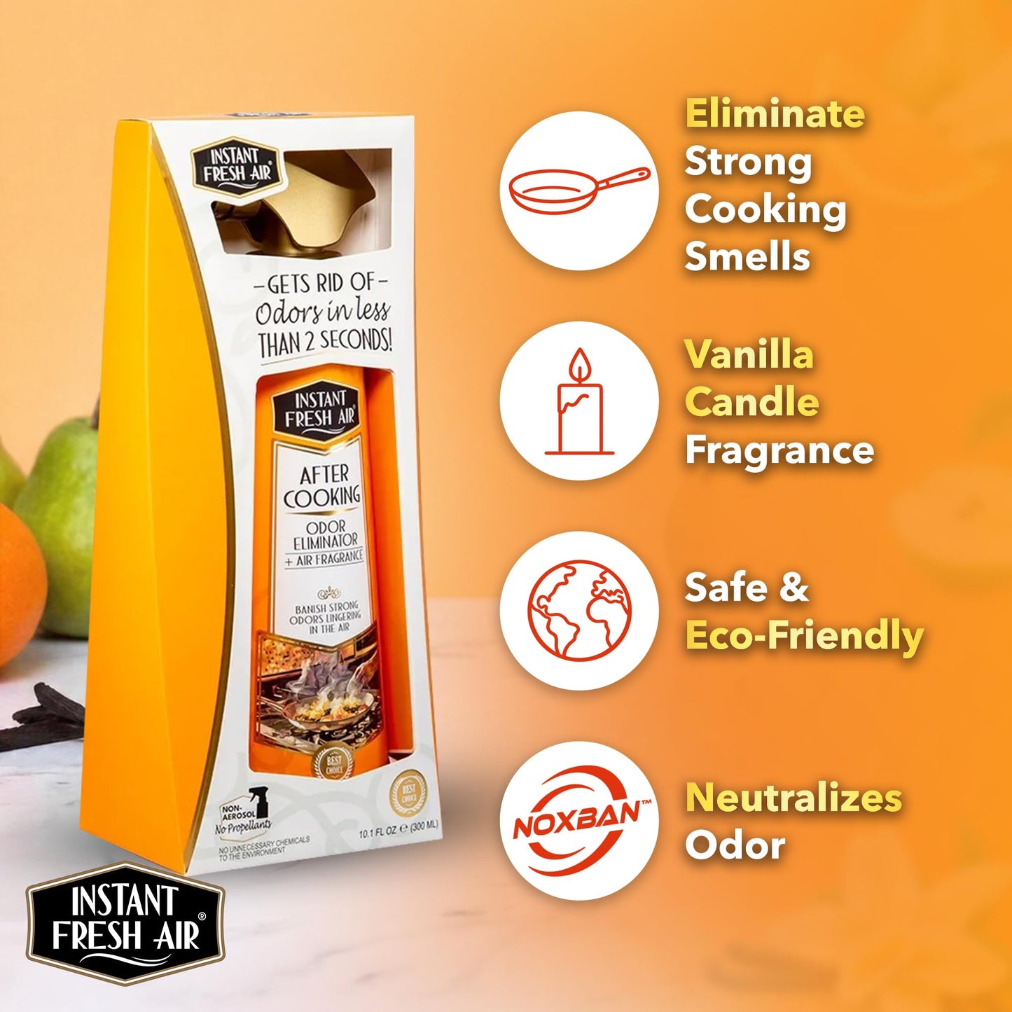 Instant Fresh Air 'After Cooking' Odor Eliminator - Cooking Smell Eliminator & Kitchen Odor Absorber - Removes Lingering Food Odors Instantly