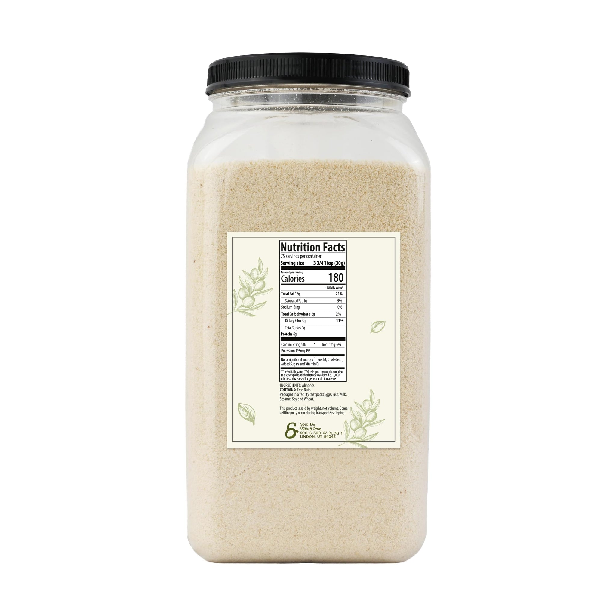 Olive & Vine Almond Flour, Nutty Flavor, For Baking & Cooking, Rich Tradition, Authentic Taste, For Global Recipes (5 Pound)