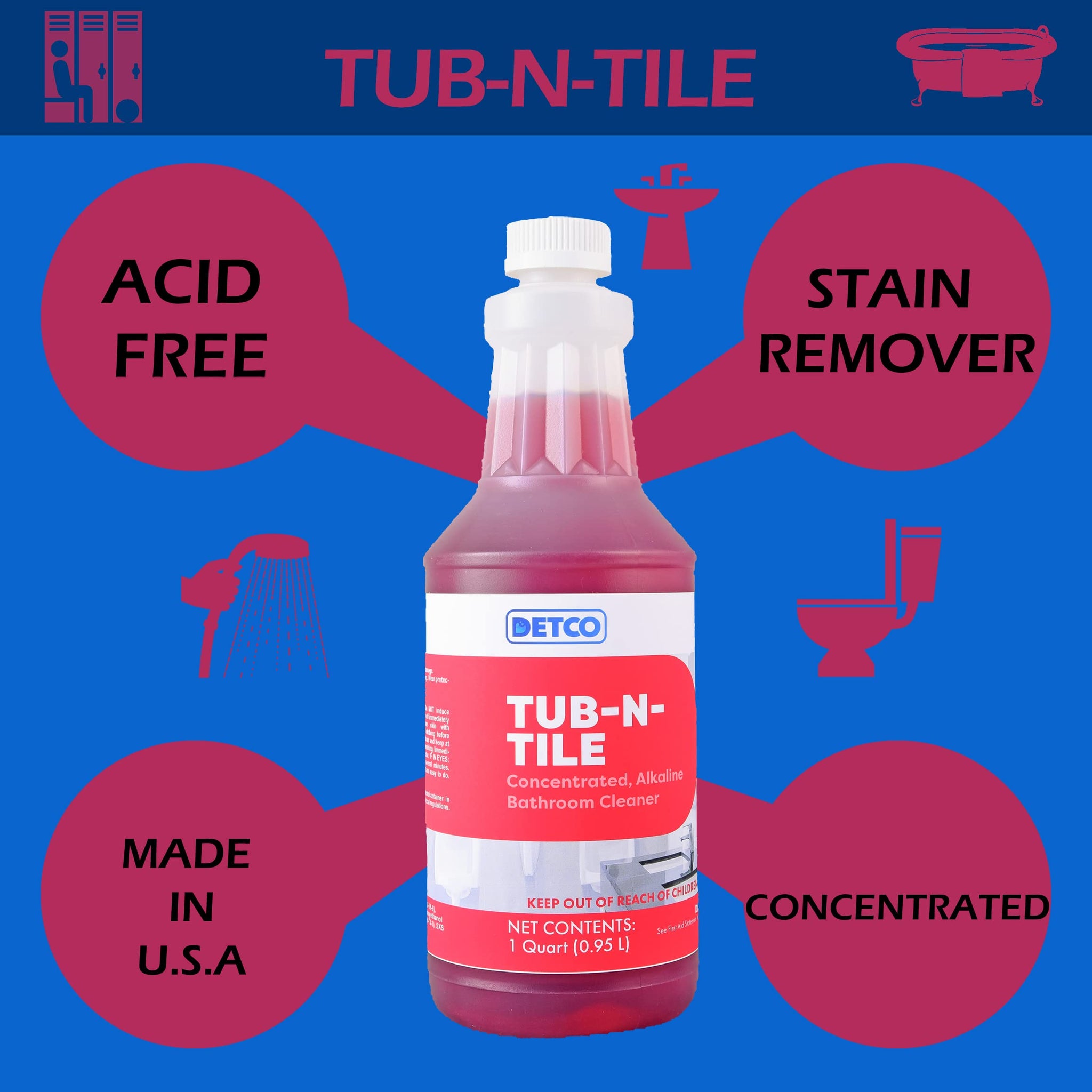 Detco-Tub-N-Tile -Multi-Purpose Cleaner-Concentrated, Great on Soap Scum and Grime Remover - Just add 4 oz. to your spray bottle of water.Great