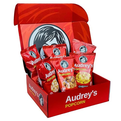 Audrey's Popcorn 6 Bag Variety Pack - (2 Caramel, 2 Kettle Corn, & 2 Cheddar Cheese) - Sweet & Savory Snack Box - Perfect for Gifts, Movie Night
