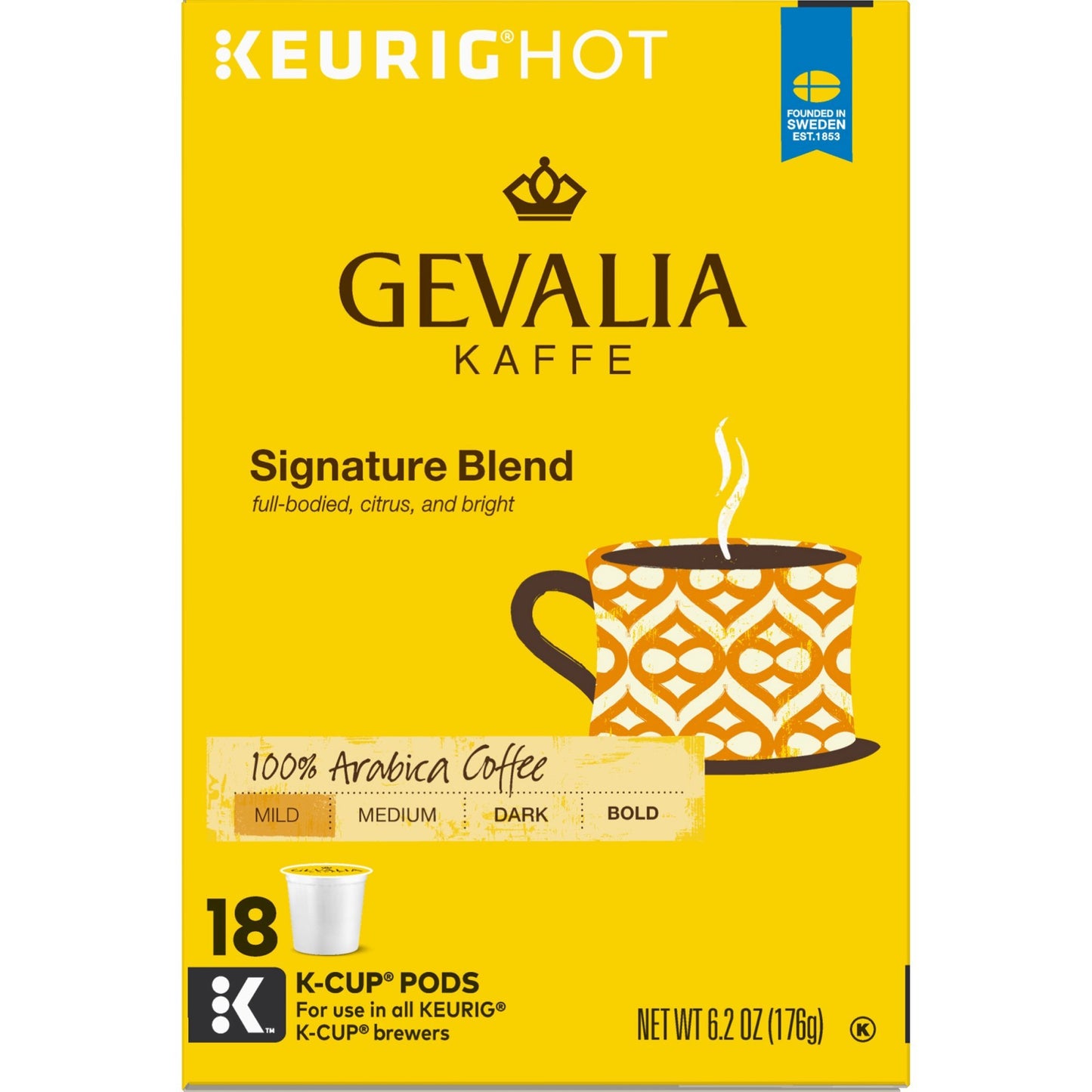Gevalia Signature Blend Mild Roast K-Cup Coffee Pods (18 Pods)