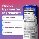 Focus Factor Energy Drink - 12 x 355ml Cans (Berry Flavour) - with Focus + Energy - Lightly Carbonated, Sugar Free, Low Calorie with Vitamins B6 & B12