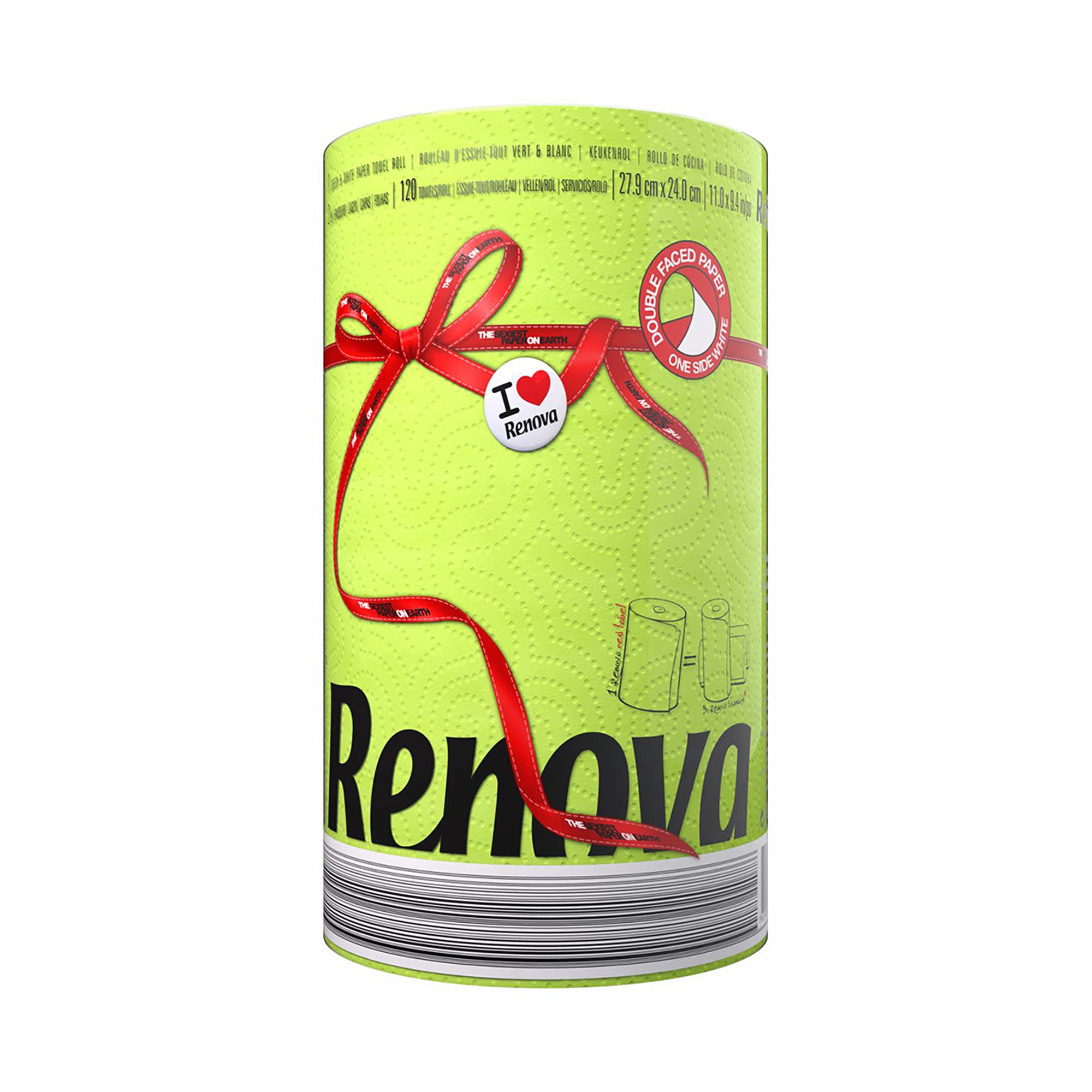Renova Green Paper Towel Jumbo Roll 2 Ply 120 Highly Absorbent Sheets