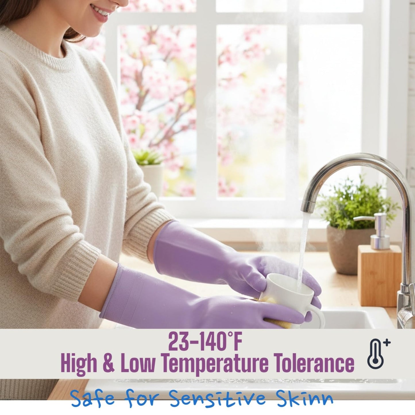 LIICHAAO 2-12 Pairs Gloves for cleaning bathroom,NO ODOR,Stay On Comfort Fit No Sweat No Stick Large size