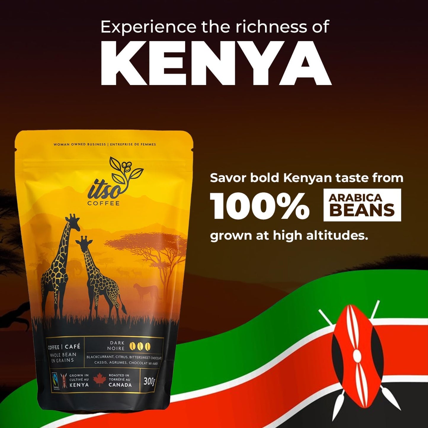 Premium Kenyan Whole Coffee Beans | Specialty Single Origin Freshly Roasted Coffee Beans | Rich Flavor for Espresso and Cold Brew | Freshly Roasted