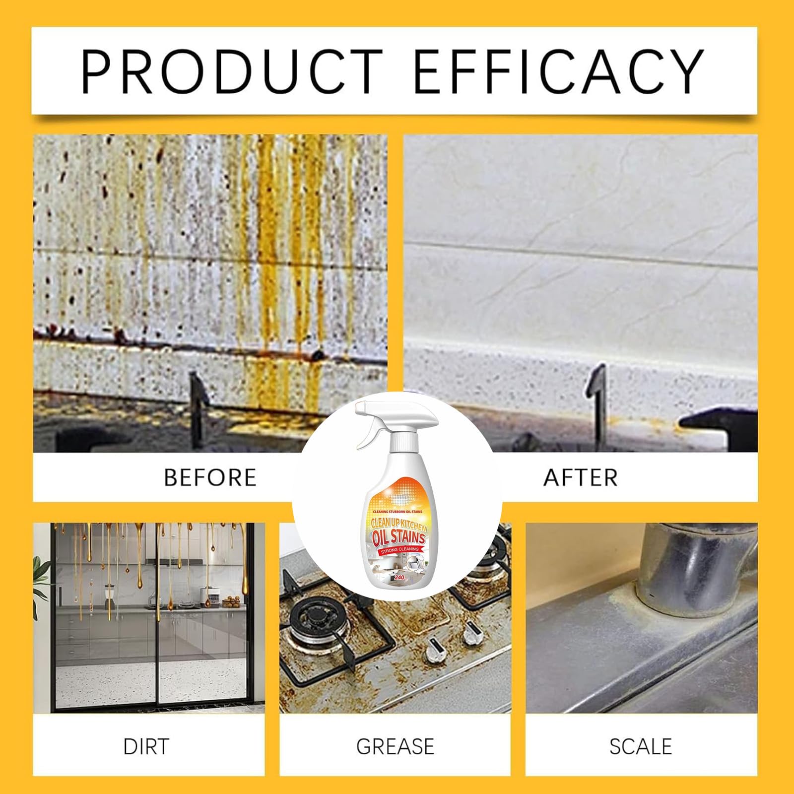 Oil Stains Clean Up Kitchen, Heavy Oil Cleaner Stain, 240ML/8.1FL Oz Heavy Oil Stain Cleaner Kitchen, 2026 New Heavy-Duty Kitchen Degreaser Foam
