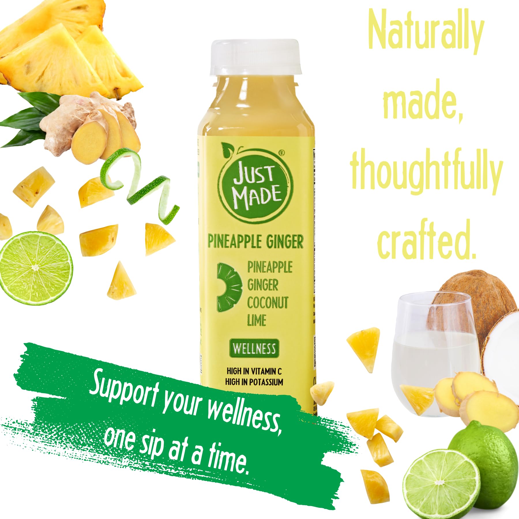 JUST MADE JUICE Pineapple Ginger Juice, 11.8 FZ