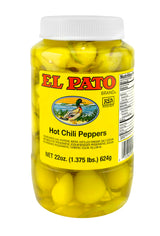 El Pato Hot Chili Peppers 22oz Pickled Yellow Chili Peppers 624g Kosher