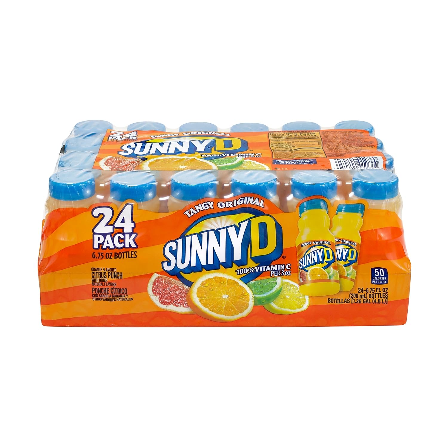 SunnyD Tangy Original Orange Flavored Citrus Punch, 6.75 Fluid Ounce, 24 Count,Bottle