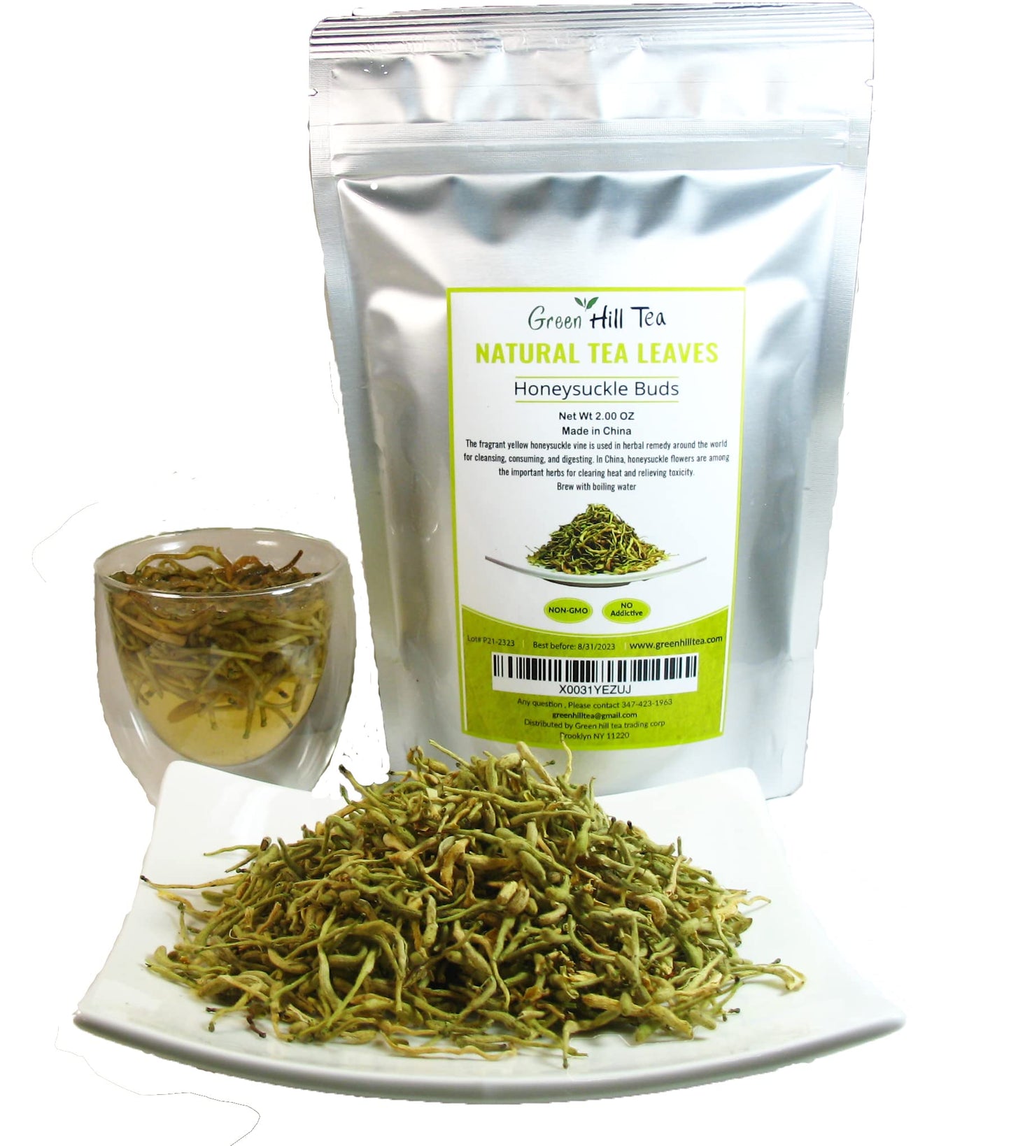Greenhilltea traditional health herbs 2 OZ (56grams), Honey suckle dried herbal tea honeysuckle buds, 100% Natural, Caffeine free