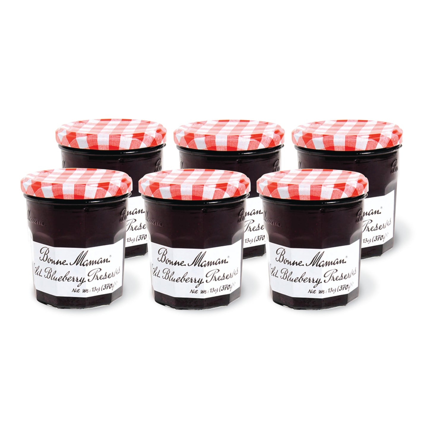 Bonne Maman Wild Blueberry Preserves, 13 oz Glass Jars (Pack of 6) - Non-GMO, Made with Simple Ingredients