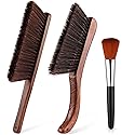 3 Pcs Wooden Hand Broom Set Counter Duster Dusting Bench Brushes Long Soft Bristles Handle Detail Brushes for Fireplace Car Home Bed Sofa Clothes