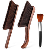 3 Pcs Wooden Hand Broom Set Counter Duster Dusting Bench Brushes Long Soft Bristles Handle Detail Brushes for Fireplace Car Home Bed Sofa Clothes