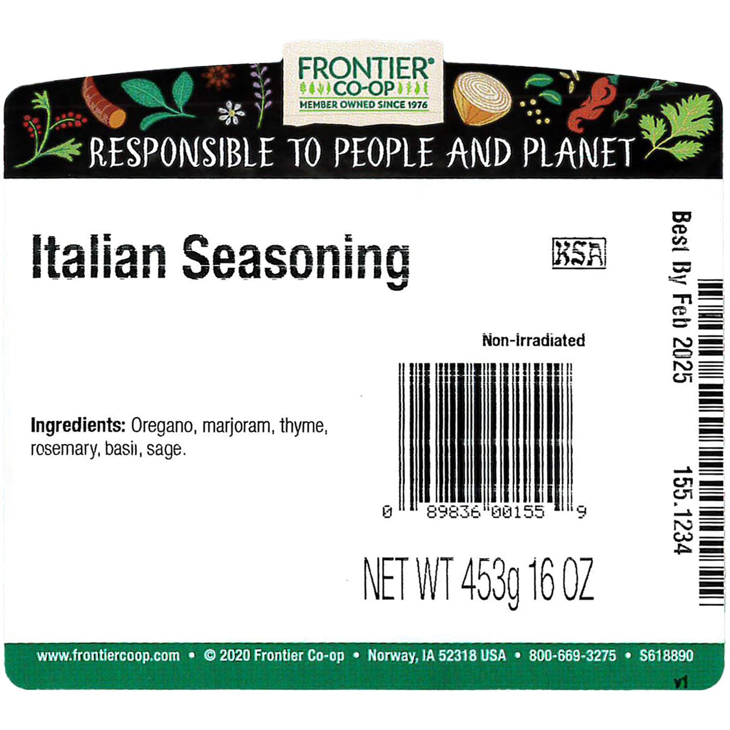 Frontier Co-op Italian Seasoning 1lb - Bulk Dried Oregano, Thyme, Rosemary, Basil, Sage and Marjoram - Wholesale Spices and Seasonings