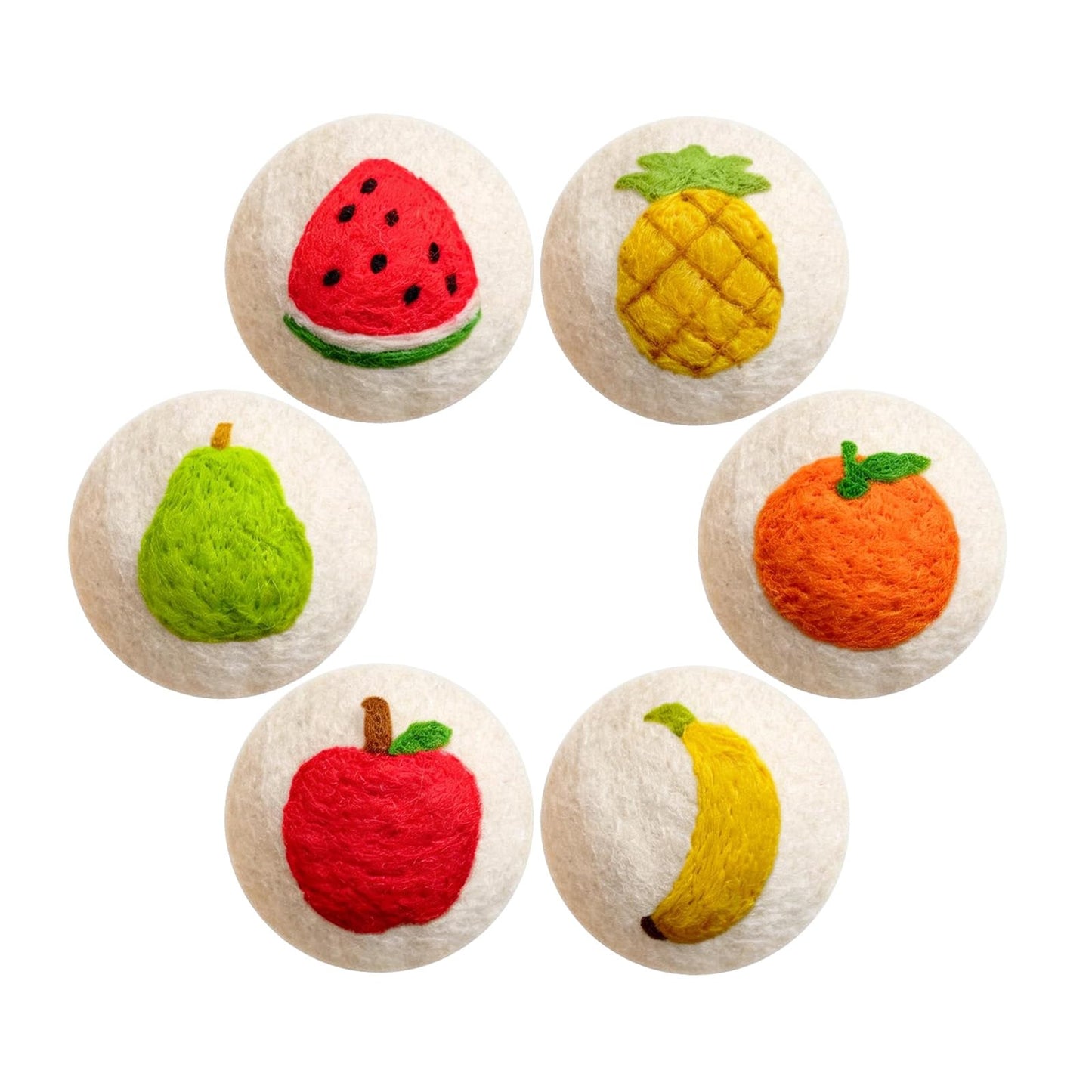 Uloryce Wool Dryer Balls XL 6 Pack, Reusable Laundry Dryer Balls with Cute Fruit Design, Reduce Drying Time, Soften Clothes, Anti Static, Eco Friendly