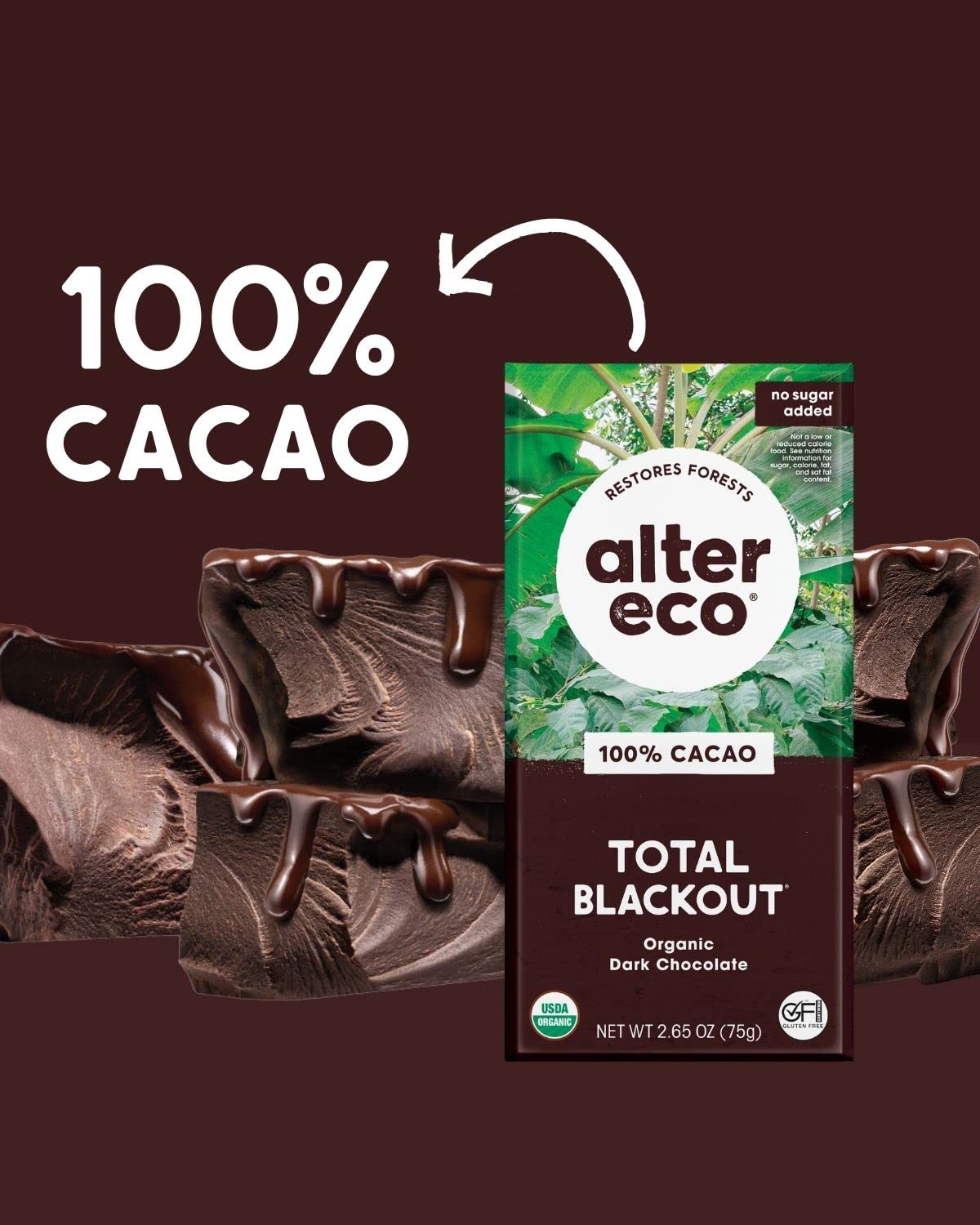 Alter Eco | Dark Chocolate Bars | Pure Dark Cocoa, Fair Trade, Organic, Non-GMO, Gluten Free (4-Pack Total Blackout)
