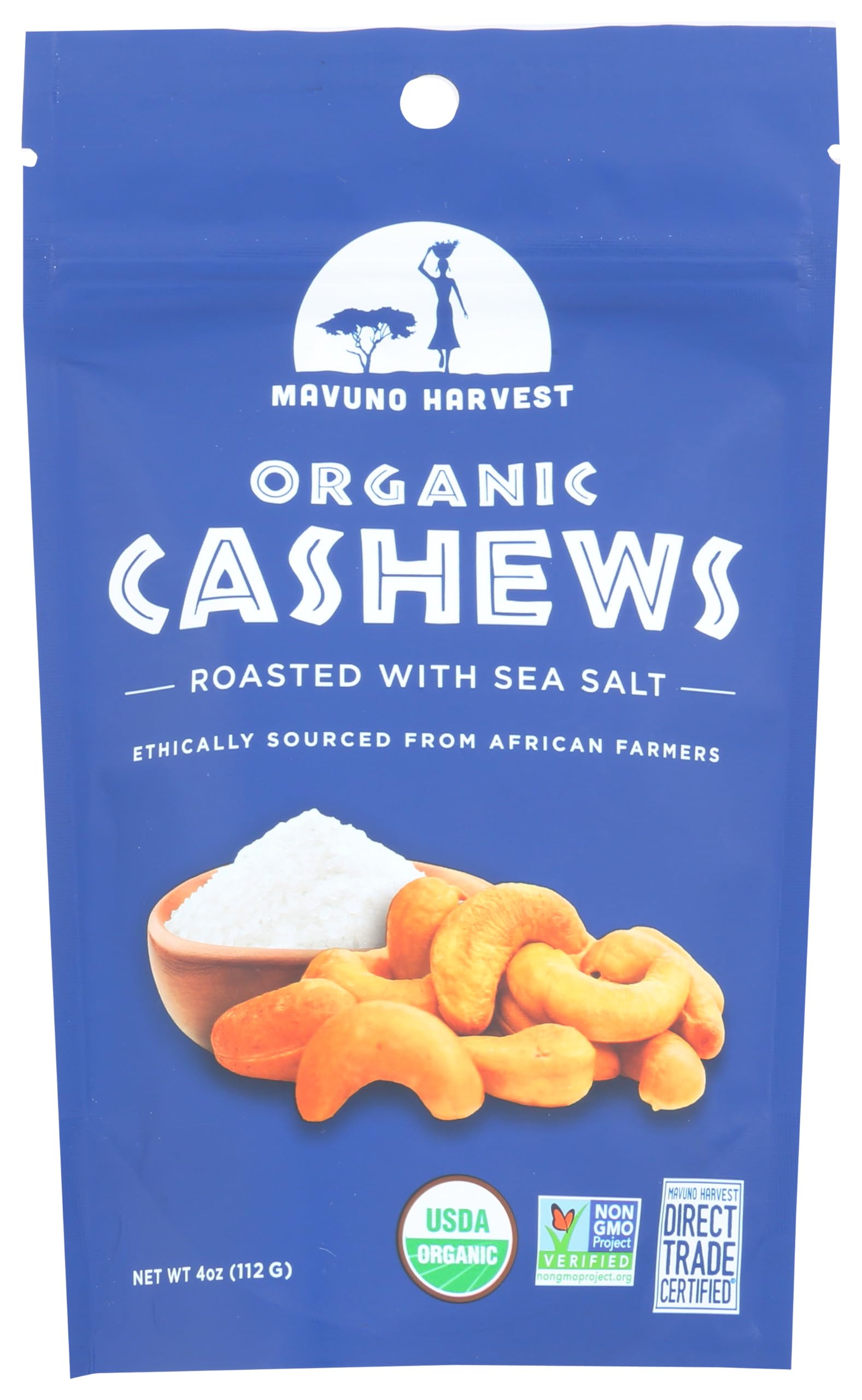 Mavuno Harvest - Organic Roasted Cashews with Sea Salt - 4 oz.