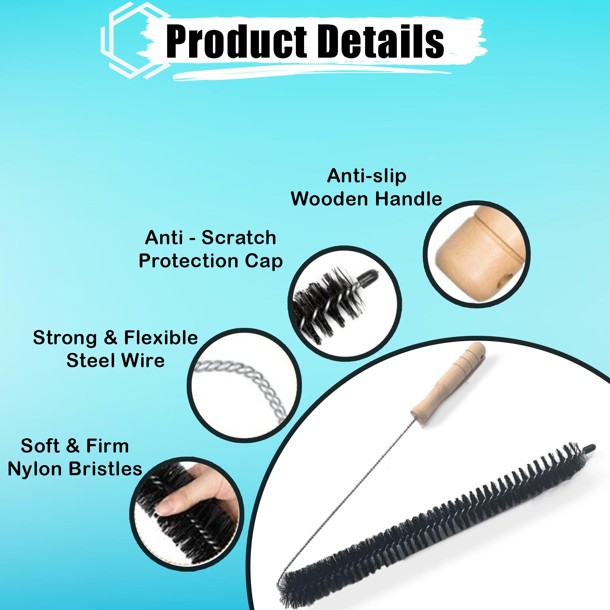 Dryer Vent Cleaner Kit - Flexible Lint Brush for Household Cleaning, Long Refrigerator Coil Brush, Dust & Pet Hair Remover (1-Pack)