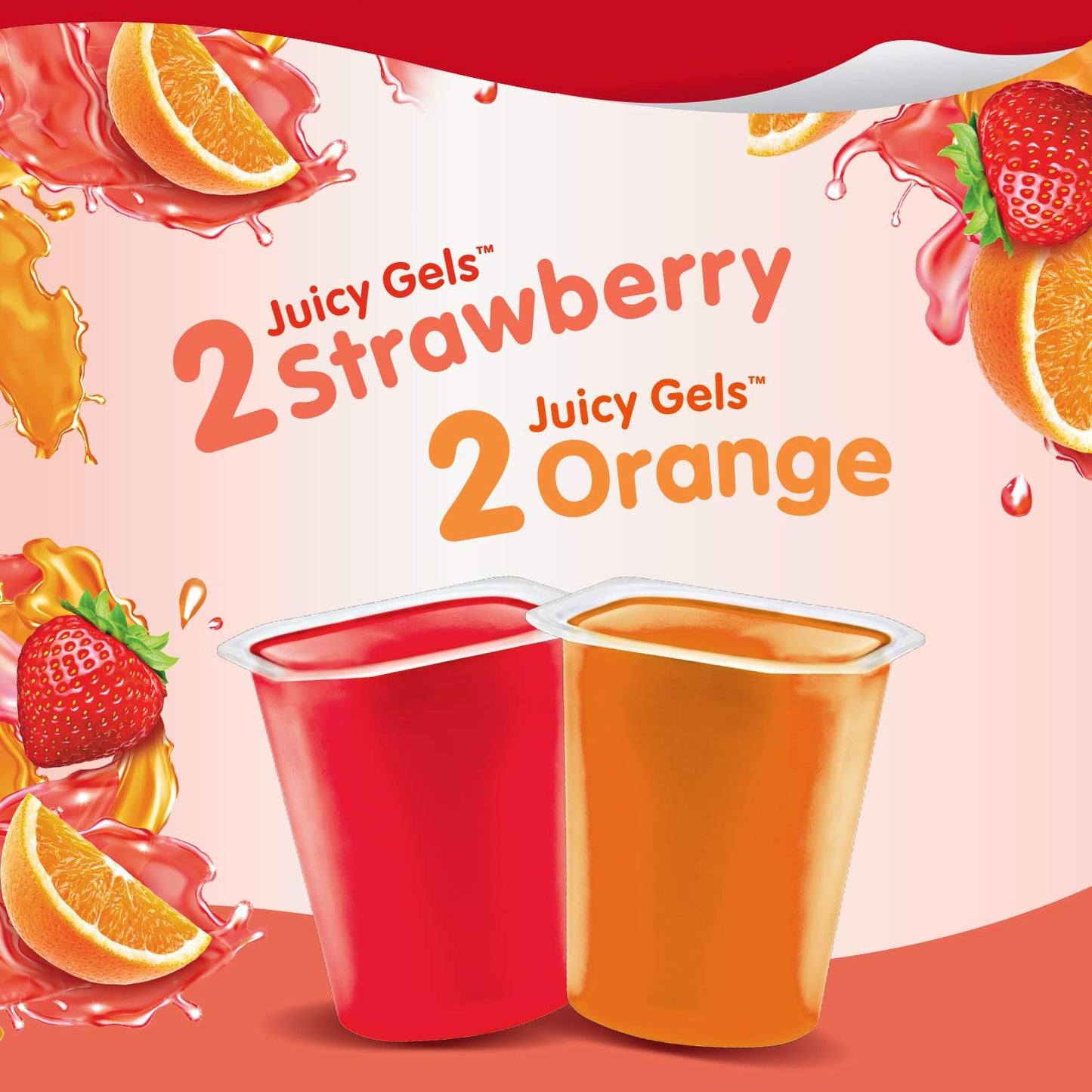 Snack Pack Zero Sugar Strawberry and Orange Flavored Low Calorie Juicy Gels Cups, 3.25 oz., 4-Count
