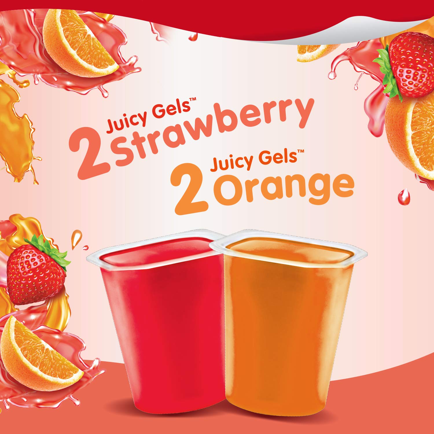Snack Pack Zero Sugar Strawberry and Orange Flavored Low Calorie Juicy Gels Cups, 3.25 oz., 4-Count