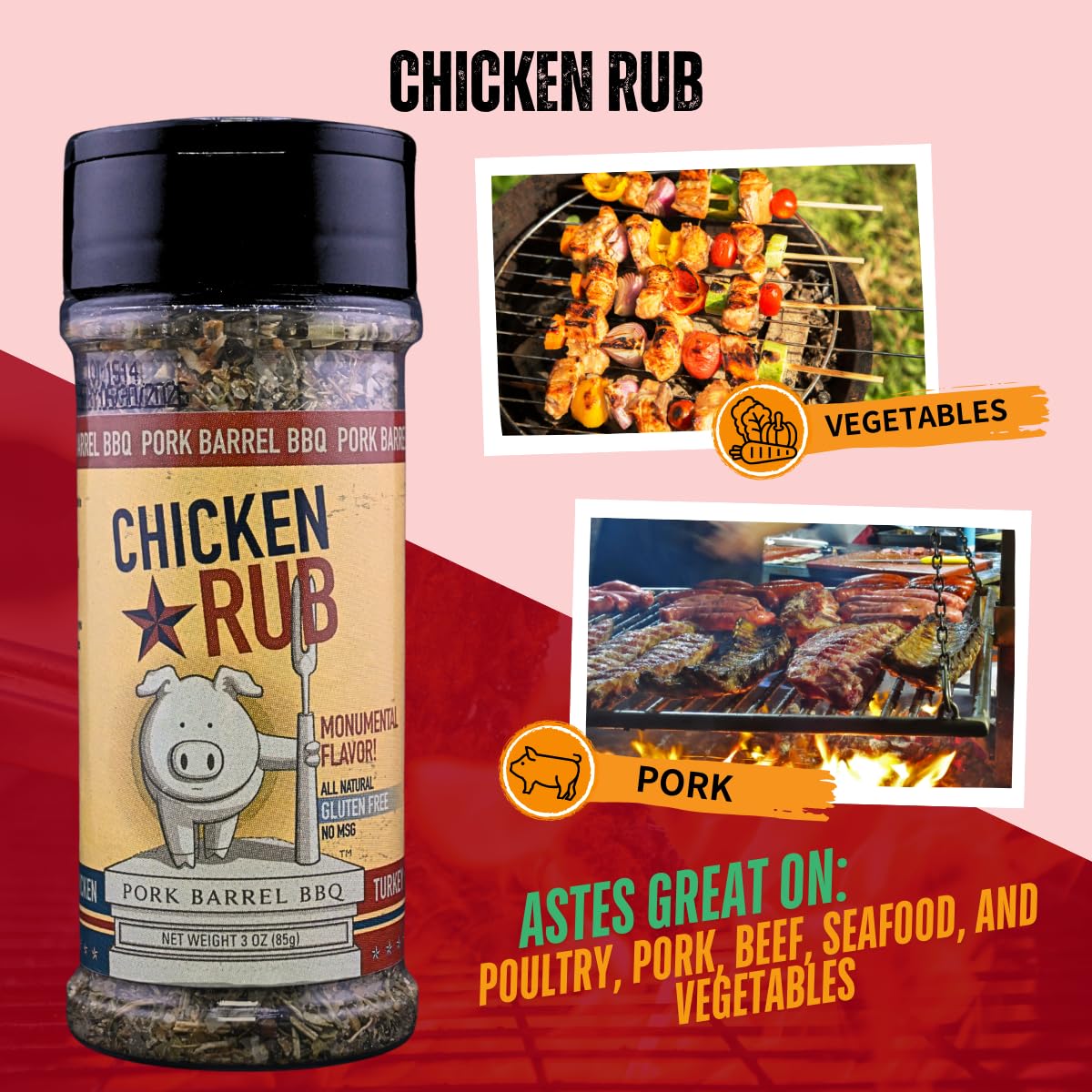 Pork Barrel BBQ Chicken Spice Rub | All-Purpose Seasoning and Spice Rub |Grilling Essentials, Perfect for Grilling, Smoking, or Cooking Wings