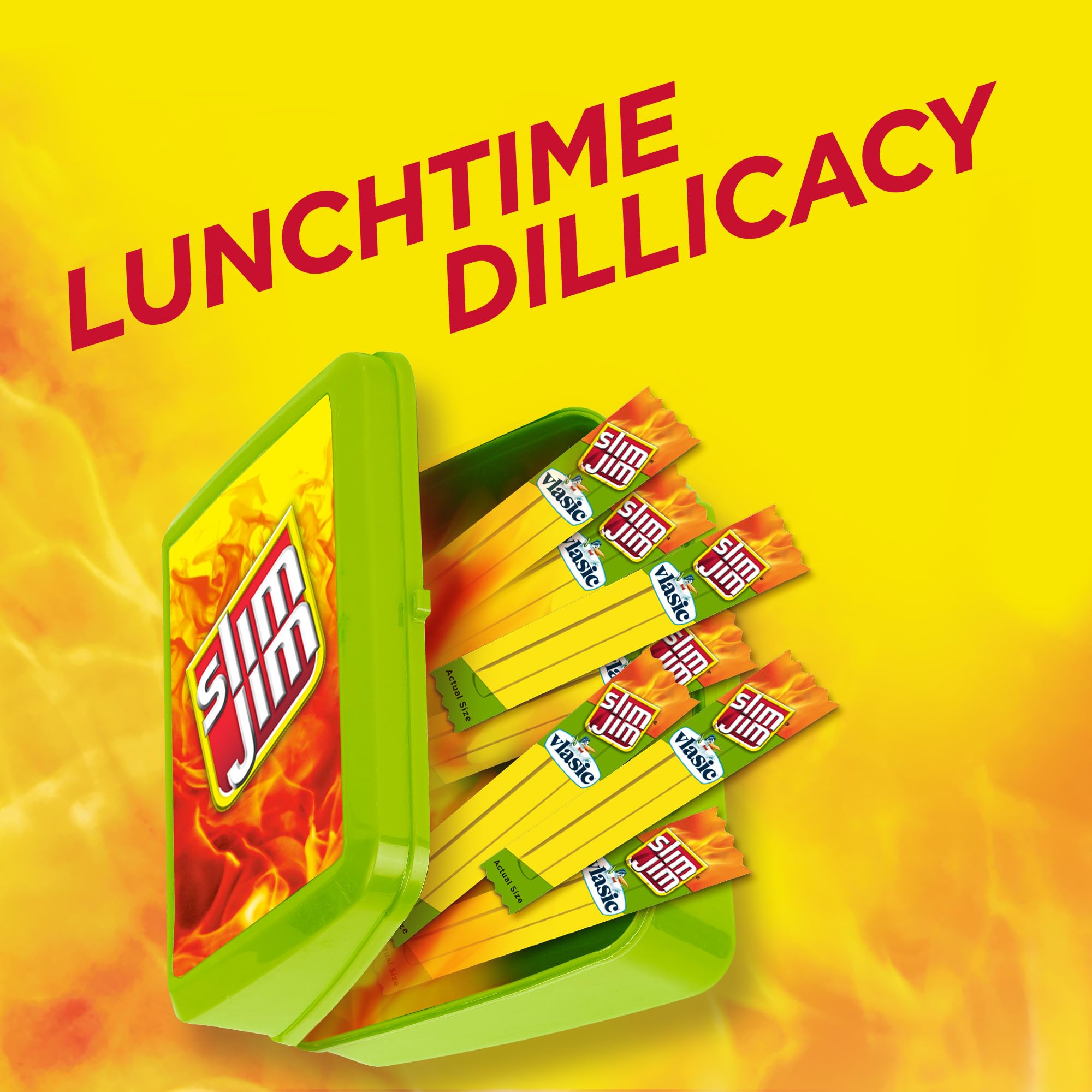 Slim Jim Smoked Meat Sticks, Vlasic Dill Pickle Flavor, 6g Protein Per Serving, Snack Size, 0.28 oz. (26 Count)