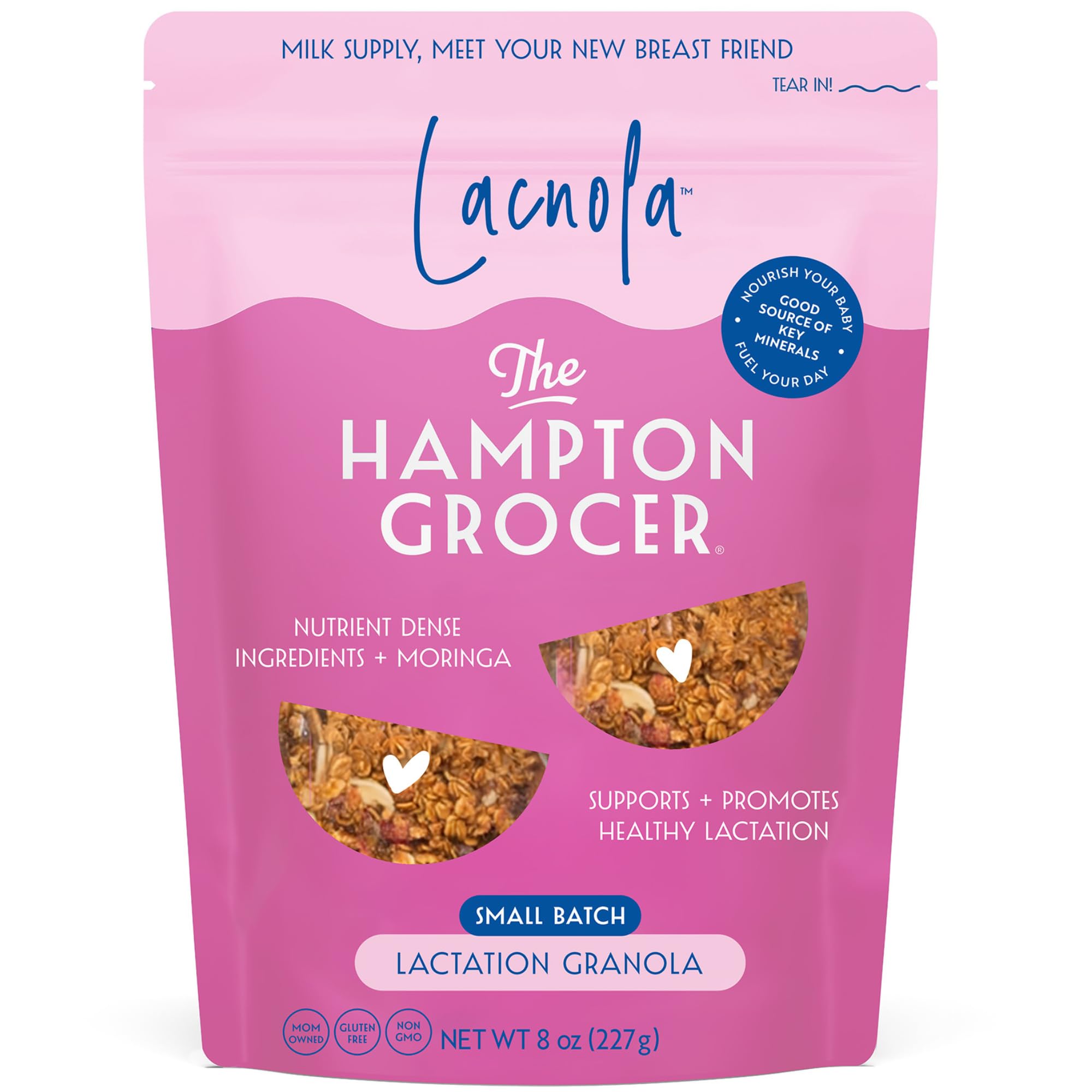 The Hampton Grocer Lacnola Lactation Granola - Galactagogue Superfood Blend with Oats, Flax, Moringa, Almonds, Pumpkin Seeds & Coconut - Increase Milk