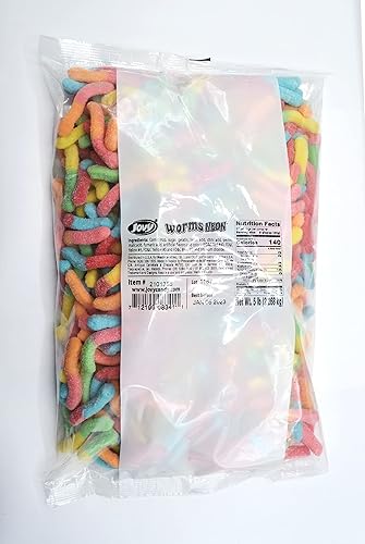 Jovy Neon Gummy Worms Soft Candy 5 Lb Bulk Party Bag