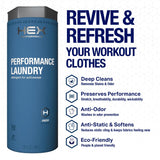 HEX Performance Laundry Detergent, Fresh Scent, 100 Loads (50ld Pack of 2) - Concentrated Activewear Detergent for Odor Removal, Sweat & Residue