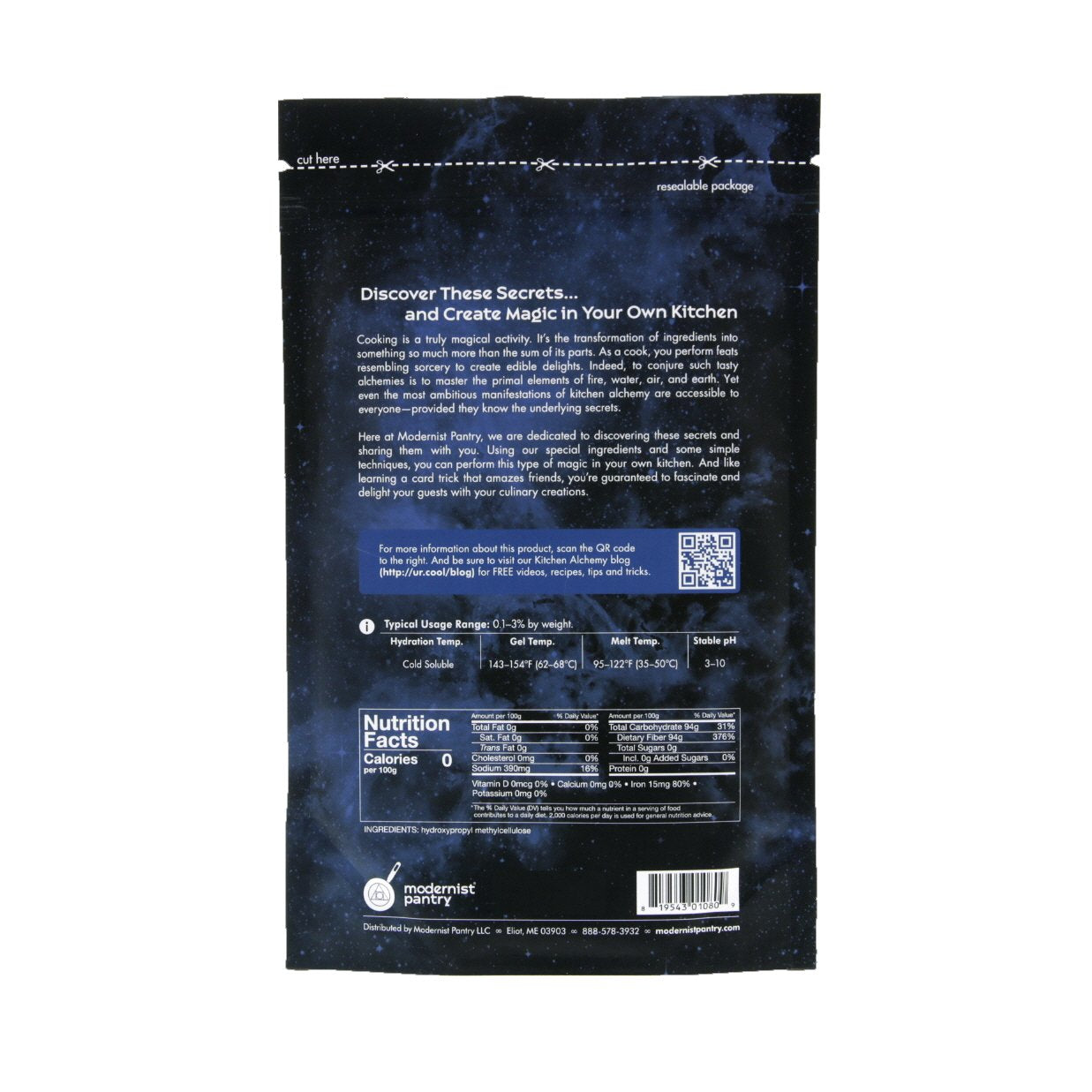 Hydroxypropyl Methylcellulose - Methocel® F50 ? Non-GMO Vegan OU Kosher Certified - 400g/14oz