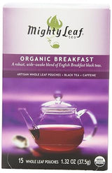 Mighty Leaf Breakfast Black Tea - (Packs of) Pouches - Premium Caffein - 45 Count Tea Pouches - Premium Black Tea with Rich Flavor - Individually