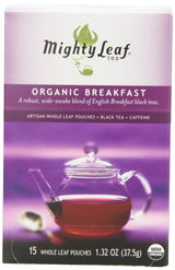 Mighty Leaf Breakfast Black Tea - (Packs of) Pouches - Premium Caffein - 45 Count Tea Pouches - Premium Black Tea with Rich Flavor - Individually
