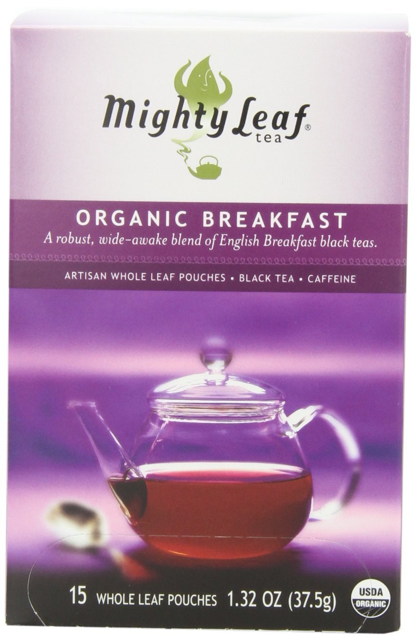Mighty Leaf Breakfast Black Tea - (Packs of) Pouches - Premium Caffein - 45 Count Tea Pouches - Premium Black Tea with Rich Flavor - Individually