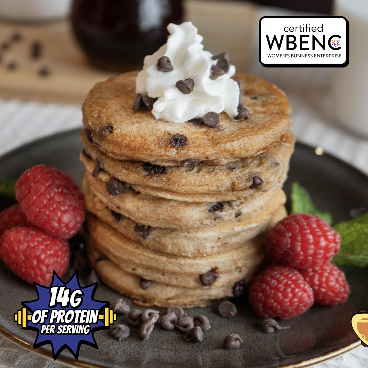 POWKAKES Protein Pancake Mix and Waffle Mix, Chocolate Chip (6, Chocolate Chip)