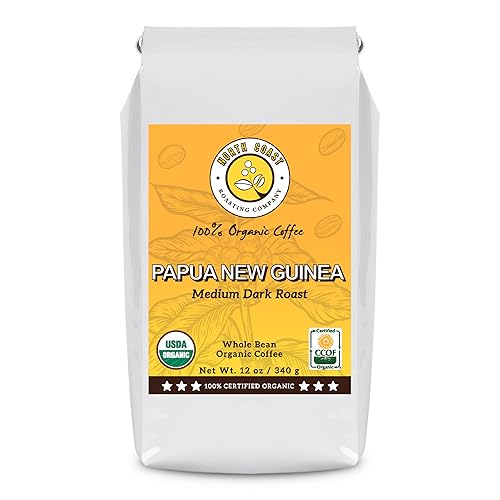 North Coast Roasting Company, Medium Dark Roast, Low Acid Organic Coffee, Whole Bean, Single Origin - Papua New Guinea, USDA Certified Organic Coffee